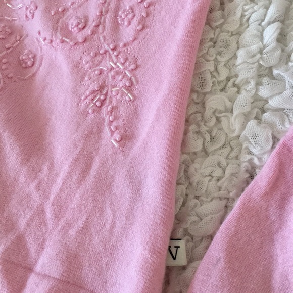 Vintage Ballet Pink Beaded Cardigan Sweater - Picture 3 of 6